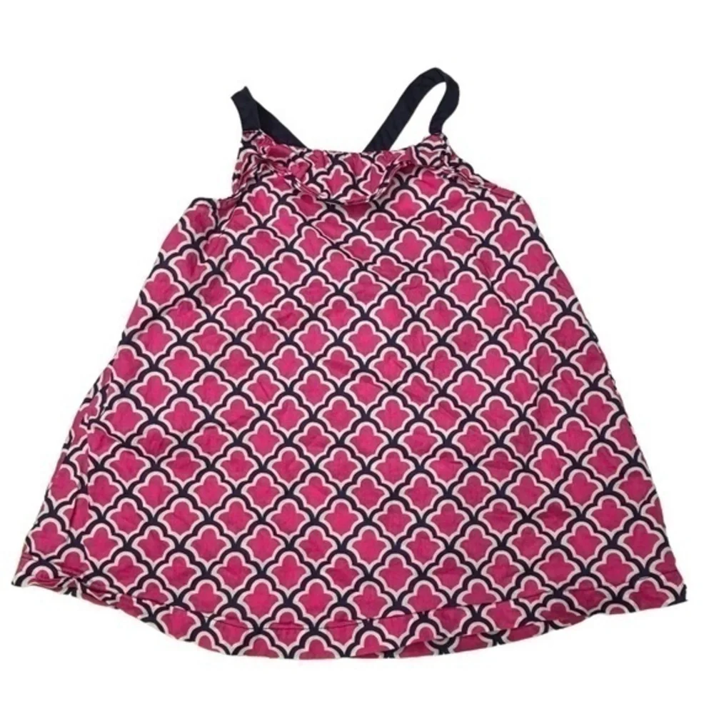 Gymboree Girls Top Size 6 Pink White Dark Blue Print Cotton Tank Top